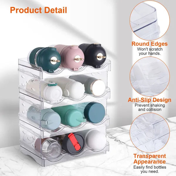 Stackable 4-Tier Bottle Storage Organizer for Kitchen & Fridge