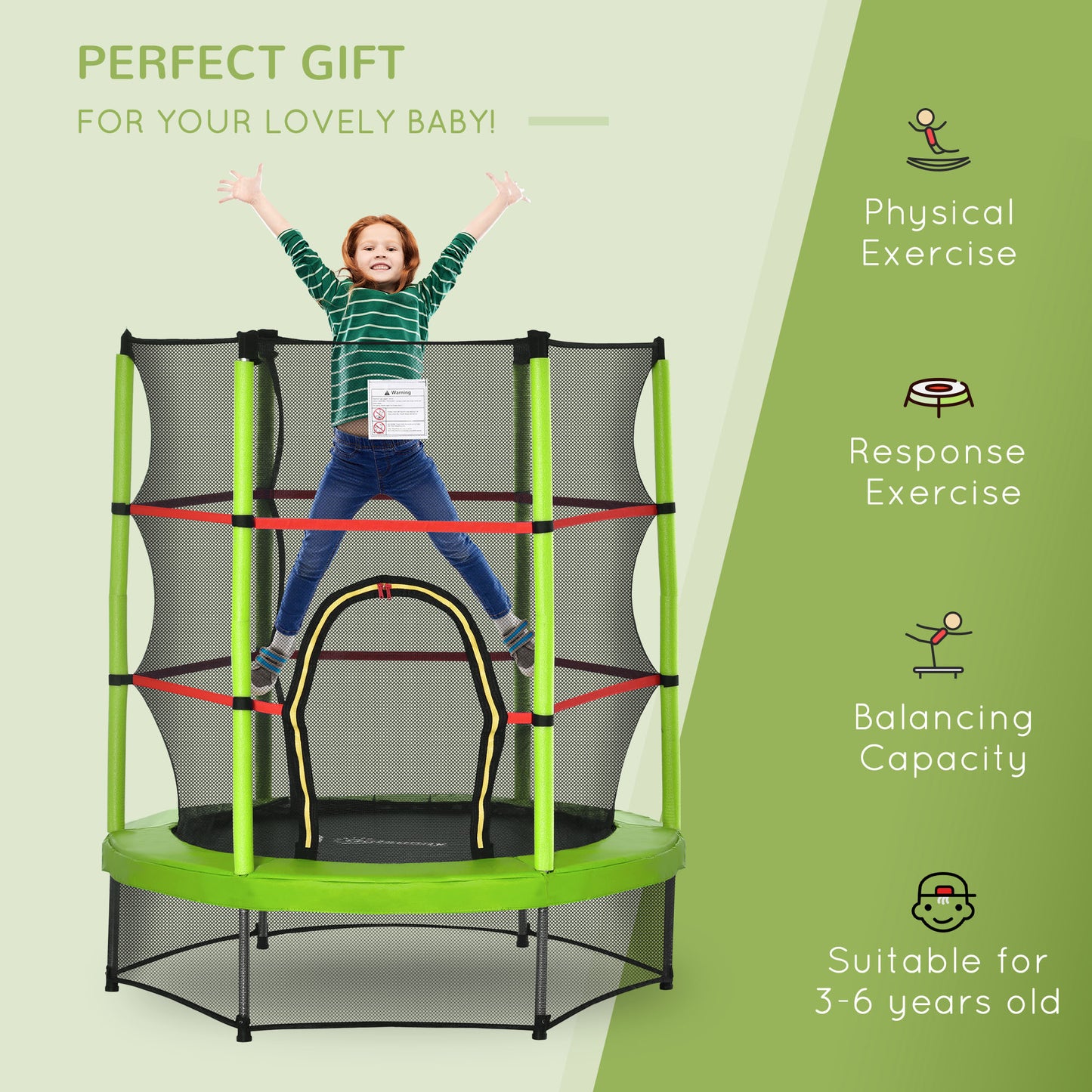 5FT Kids Trampoline with Enclosure Net - Safe Fun for Ages 3-6