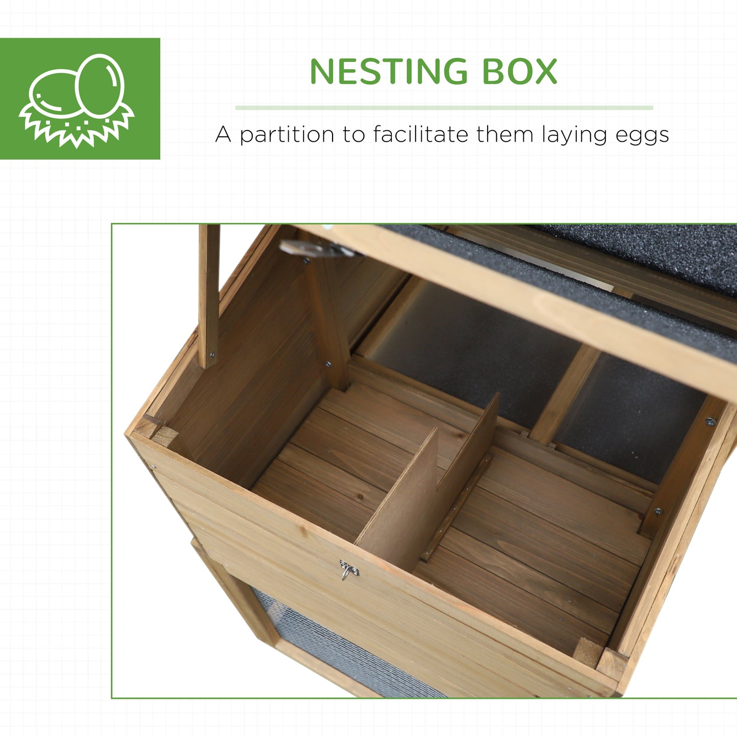 69-Inch Wooden Chicken Coop with Ramp Nesting Box Ventilated Window & Tray