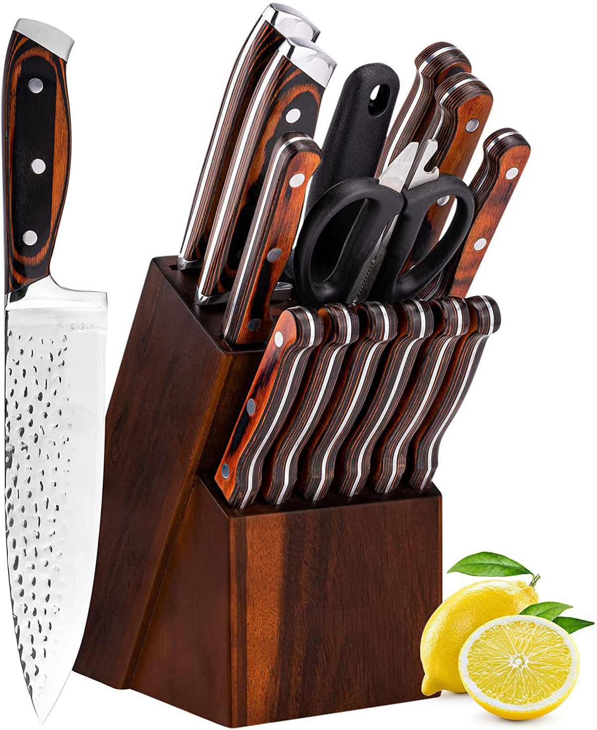 15-Piece Hammered and Forged Chef's Knife Set with Knife Holder