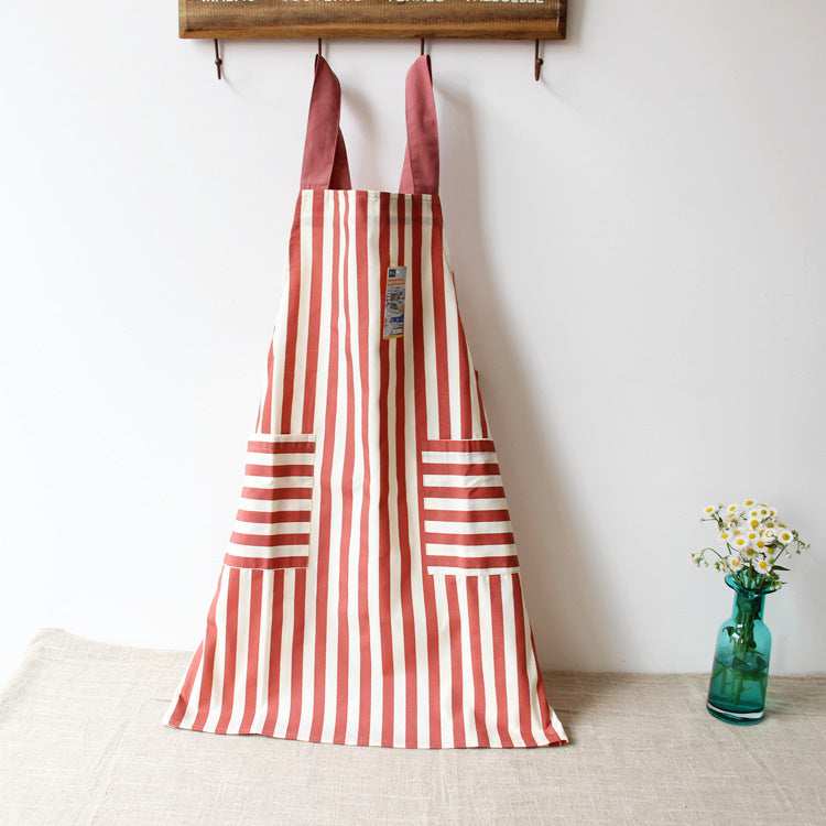 Cotton-Linen Apron with Straps - Stain-Resistant Kitchen Coverup