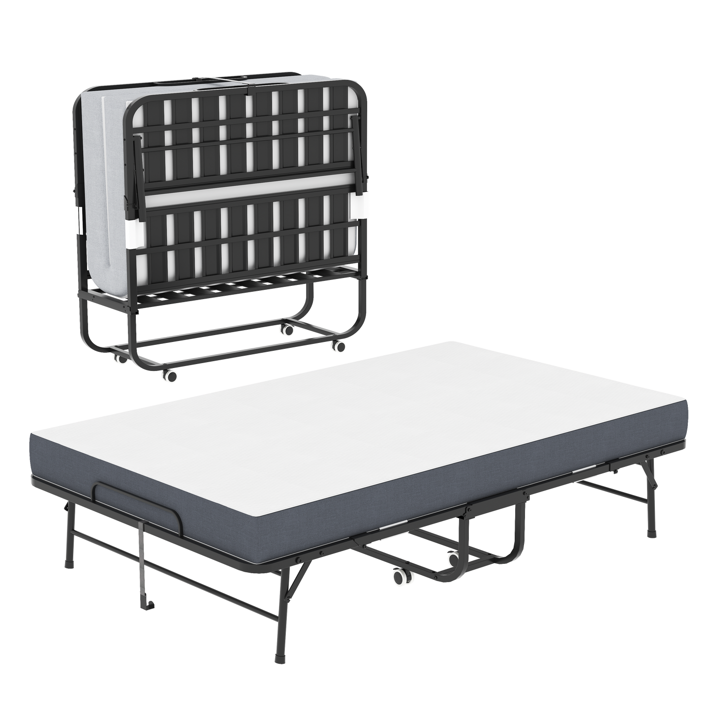 Large 75x46 Wide Folding Bed For Tall People, Extra Long & Rollaway