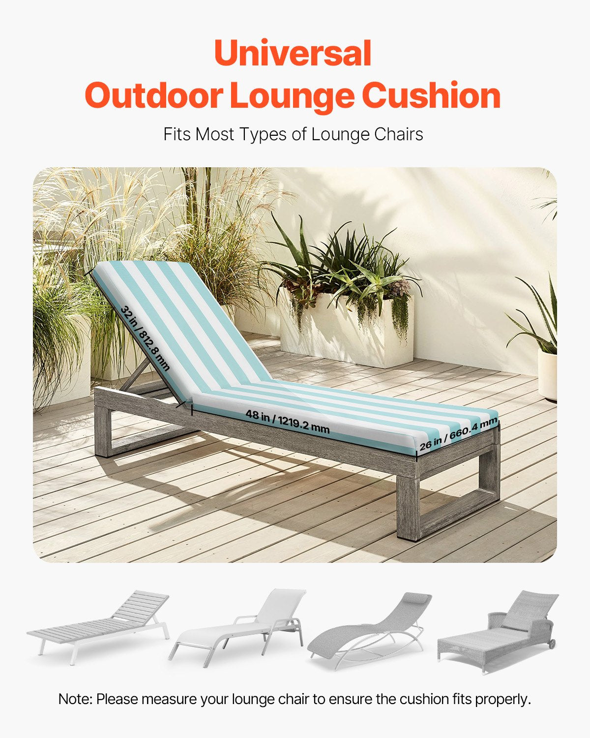 Set of 2 Waterproof Outdoor Lounge Chair Cushions 80x26 Inches - Green