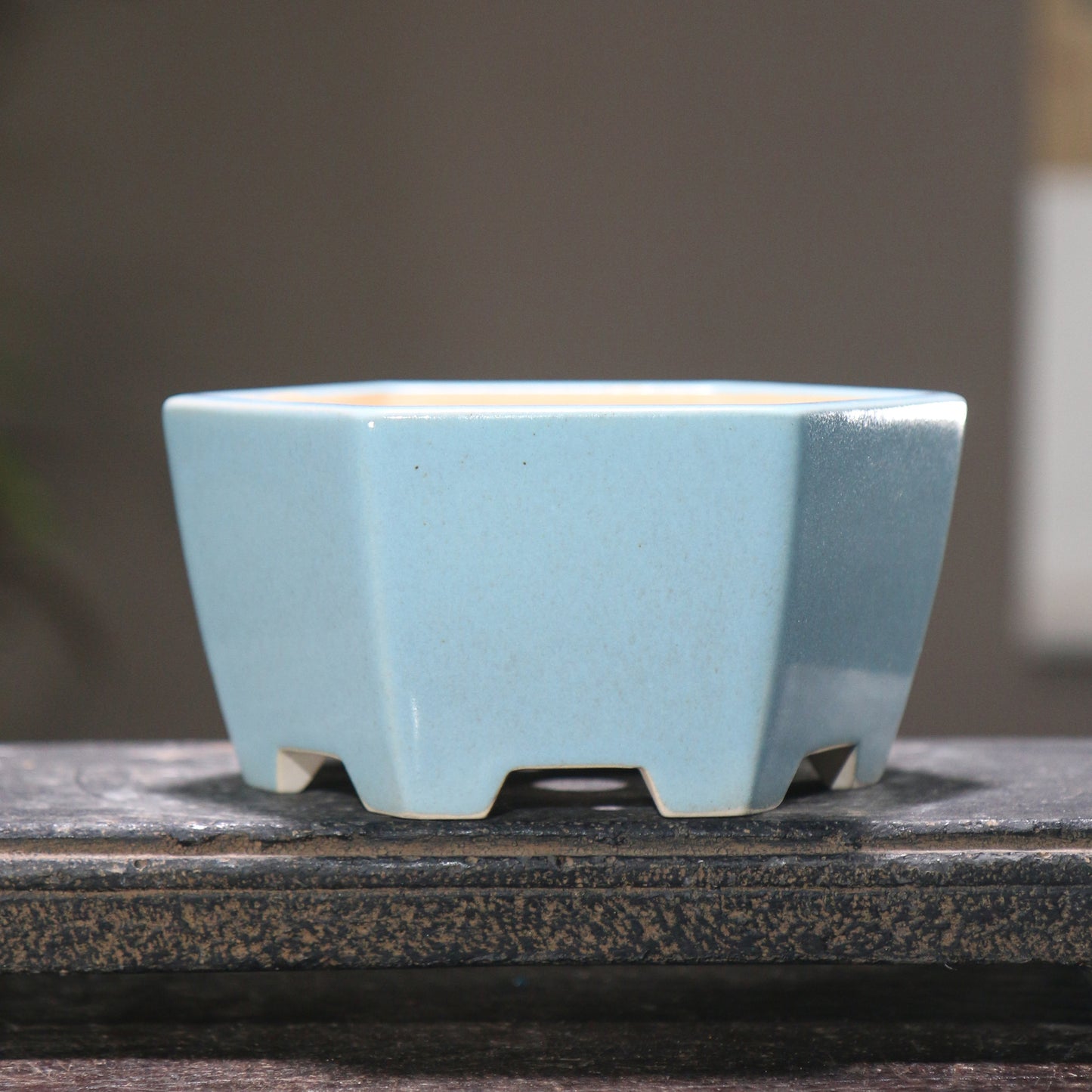 Ceramic Bonsai Basin Hexagonal Flowerpot with Glazed Finish - Indoor & Outdoor Decor