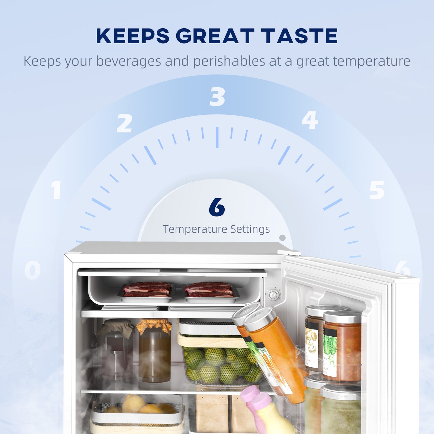 4.5 Cu.Ft Mini Fridge with Freezer, Reversible Door, Wheels, White