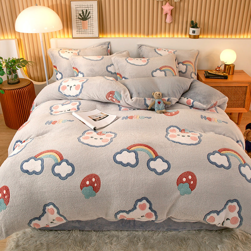 Coral Fleece Duvet Cover Set - Multiple Sizes & Styles