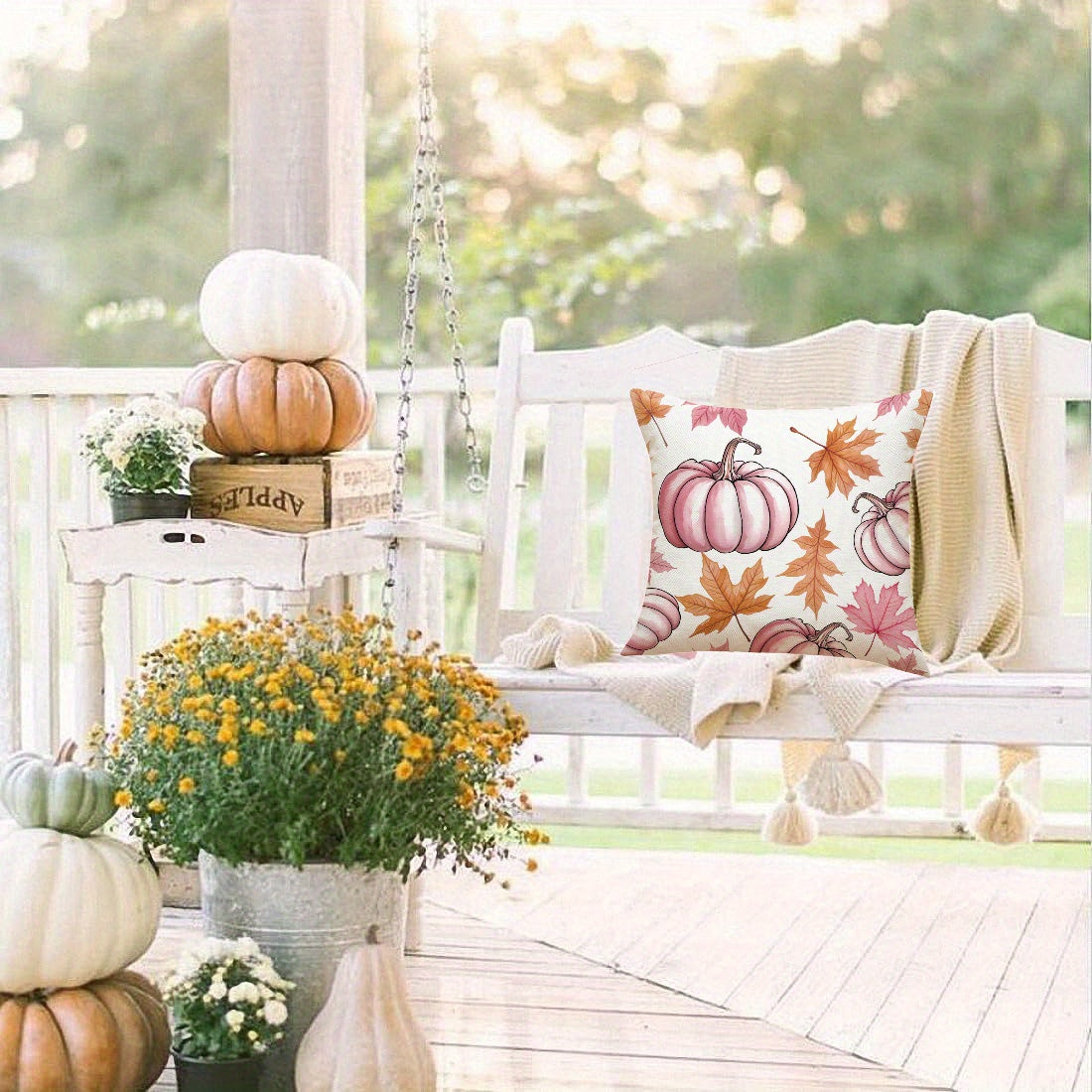 Fall Pillow Covers - 4 Pack 18x18in Pumpkin & Maple Leaf Decor