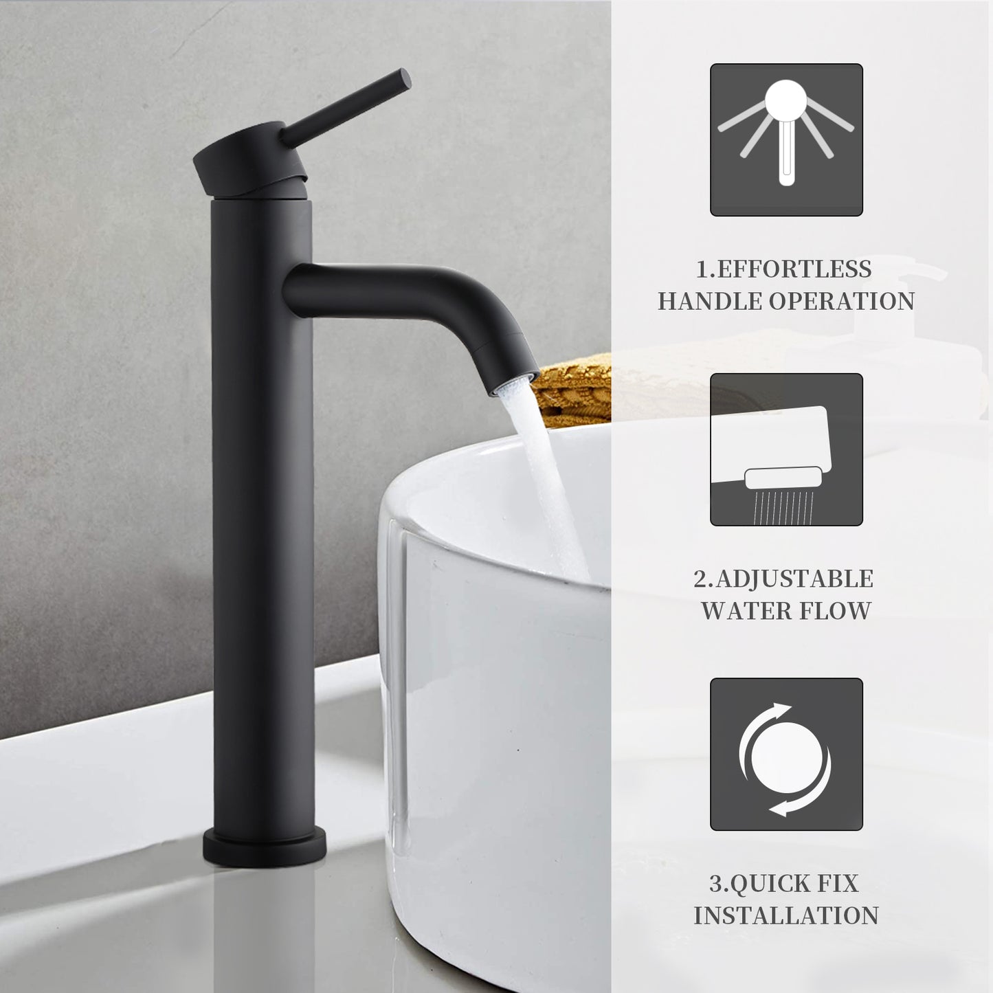 Modern Single Hole Bathroom Sink Faucet - Matte Black