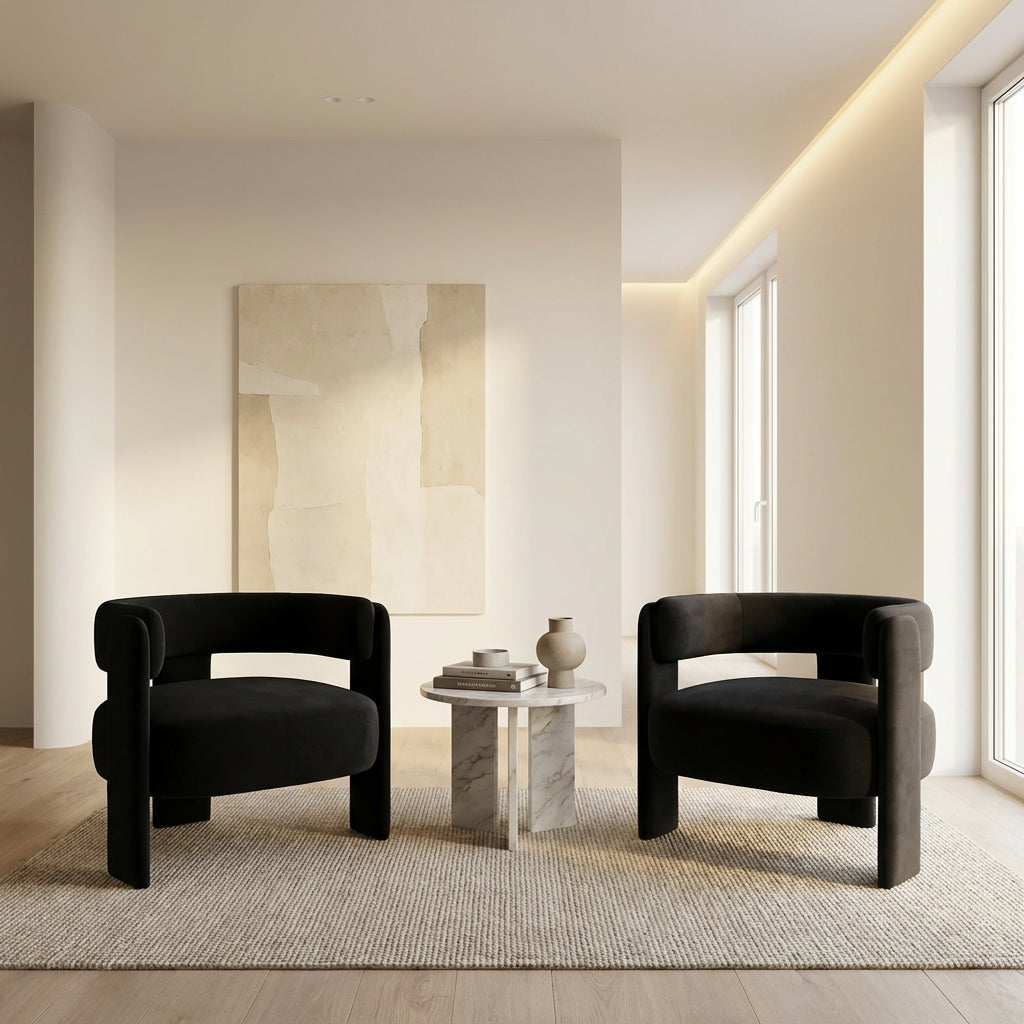 Modern Velvet Accent Chair - Comfy Single Sofa for Living Room