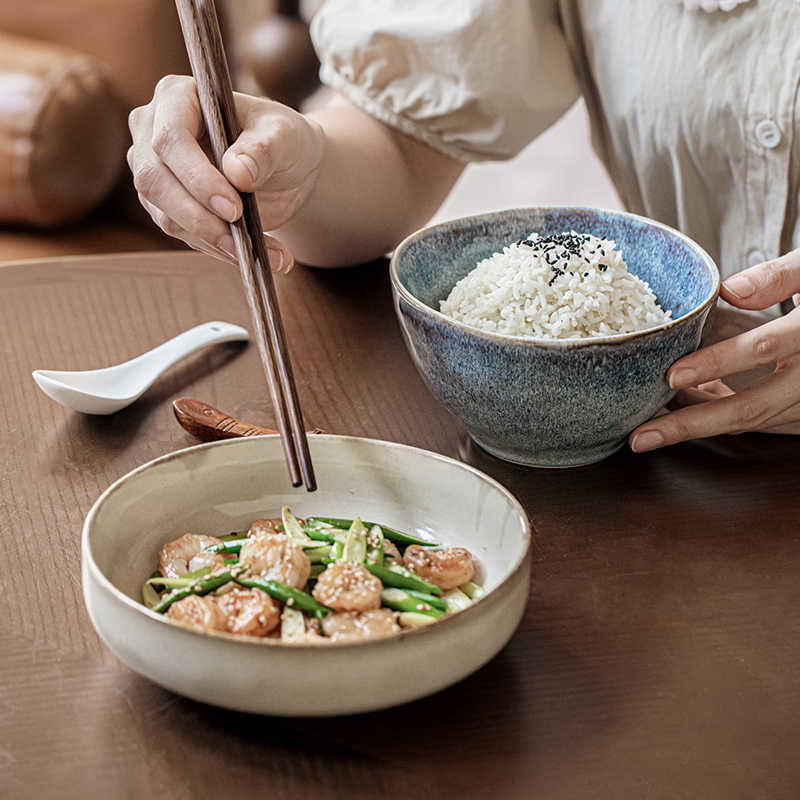 5.5-Inch Ceramic Wonton Rice Bowl - Twilight Blue, Set of 2