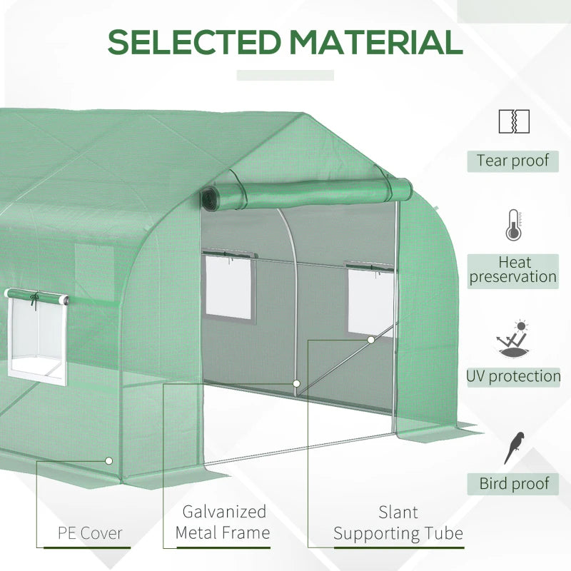 Outdoor Walk-In Tunnel Greenhouse with Windows - Greenhouse Garden Tool
