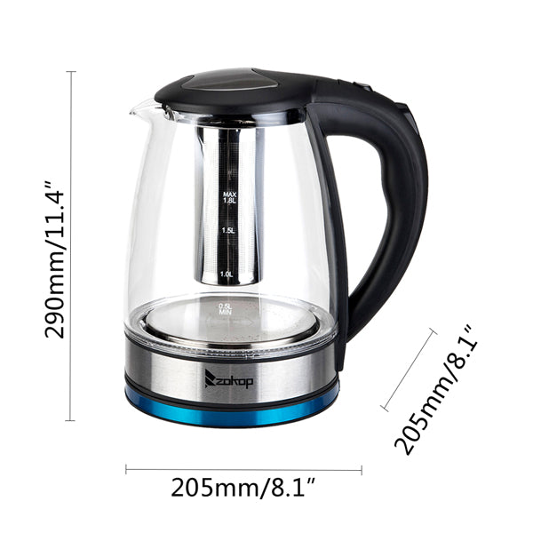 Electric Kettle 1.8L with Filter Screen & Stainless Steel Cover