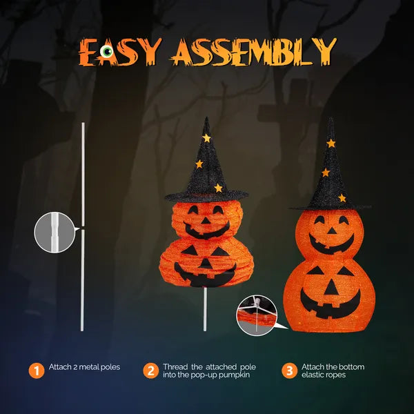 3ft Lighted Pop-Up Pumpkin Decoration with 150 LED Lights