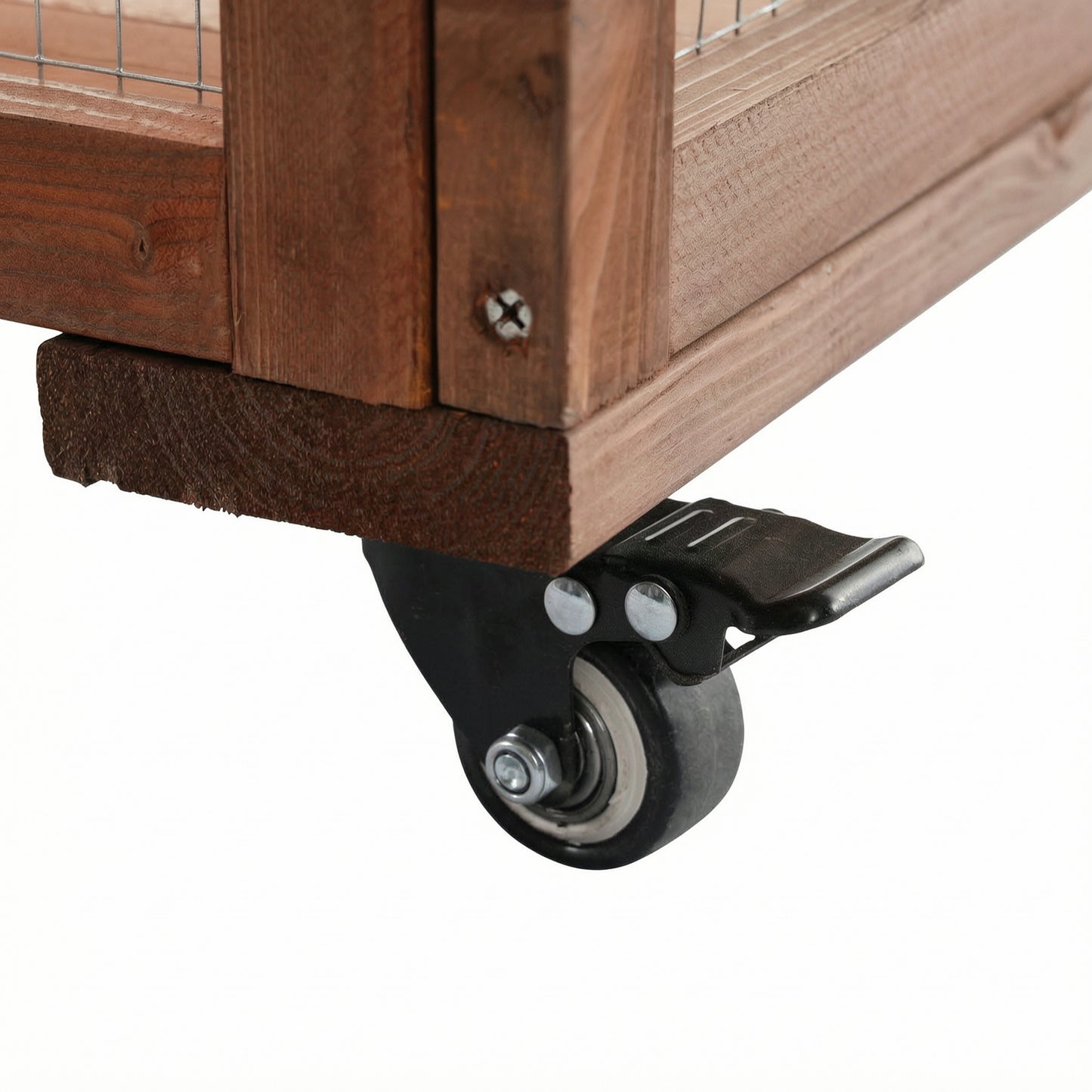 Outdoor Wooden Cat Enclosure with Lockable Wheels & Multi-Level Platforms, Weatherproof Fir Cat Cage