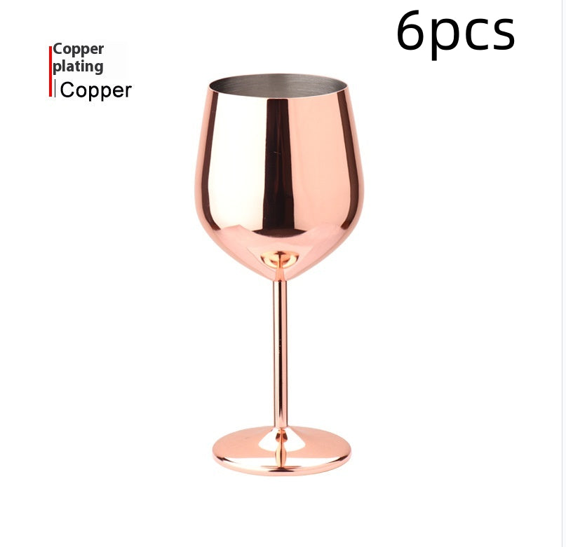 500ml High-Leg Drop-Resistant Copper Plated Wine Glass - European Style