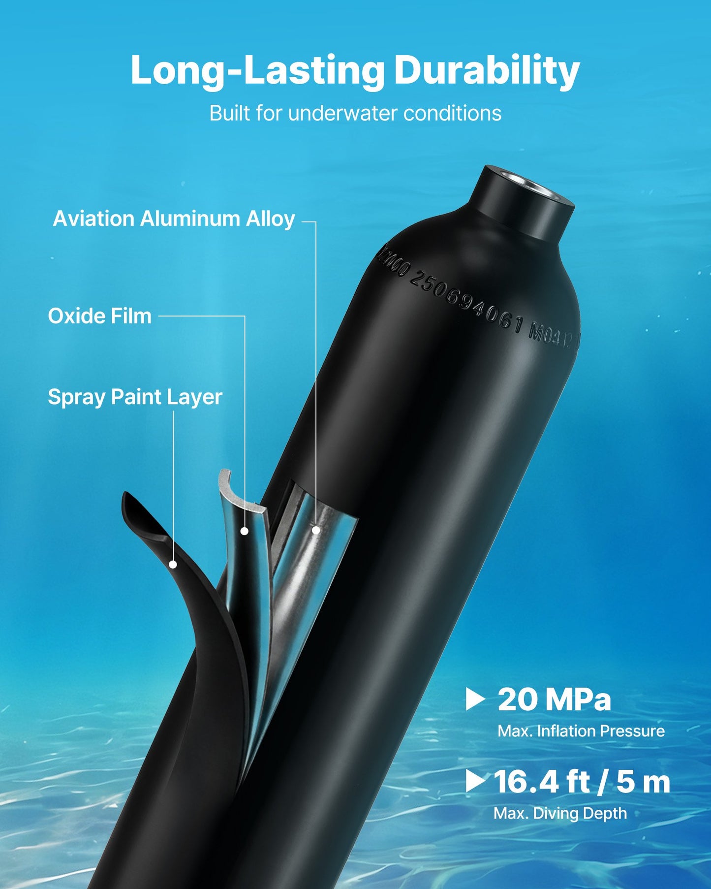 Mini 1L Diving Tank for Snorkeling & Emergency Use - Reusable Underwater Breathing Cylinder