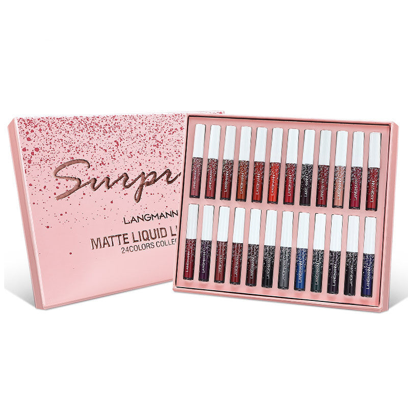 24 Pack Lip Gloss Set - Waterproof Matte Nonstick Lipstick Collection