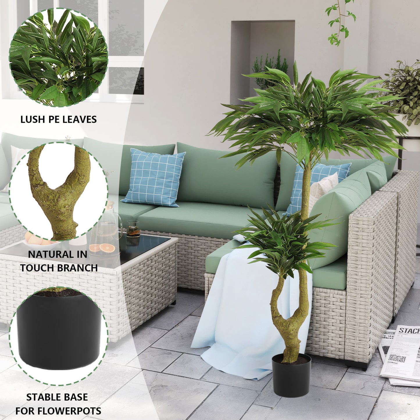 5FT Artificial Willow Tree - Green Faux Potted Plant