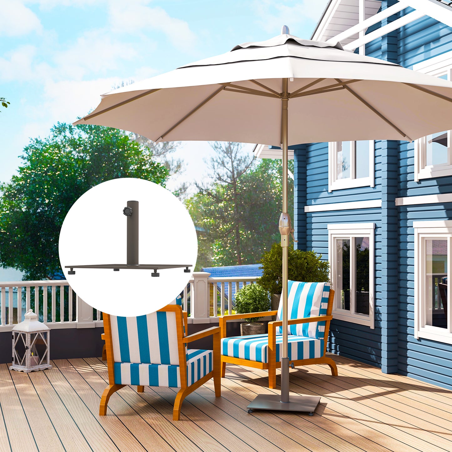 Heavy Duty Metal Patio Umbrella Base with Adjustable Foot Pads