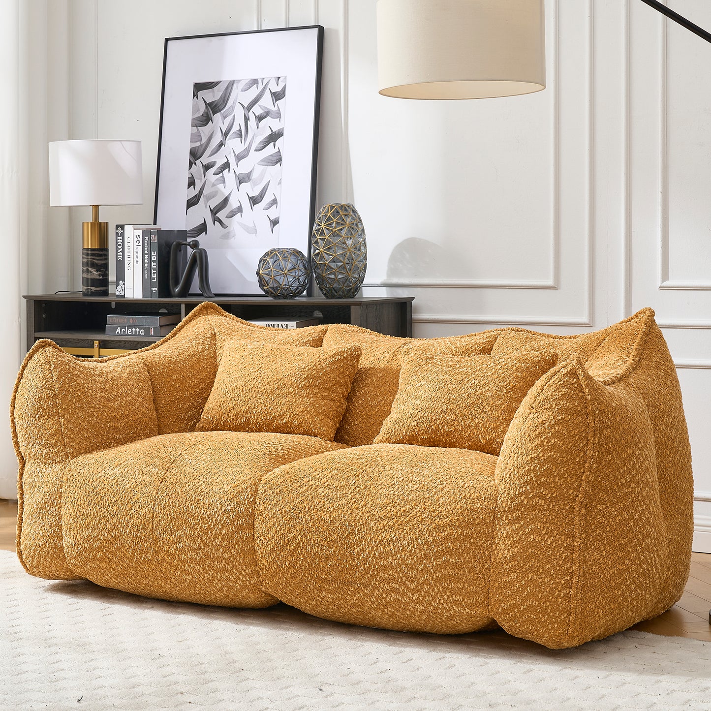Yellow Beanbag Chair with Foam Core for Comfort & Relaxation