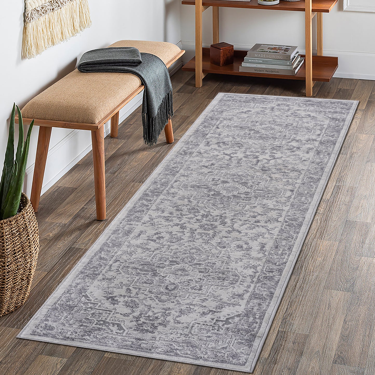 MARFI C Ollection 2X8 Silver Oriental Runner Rug