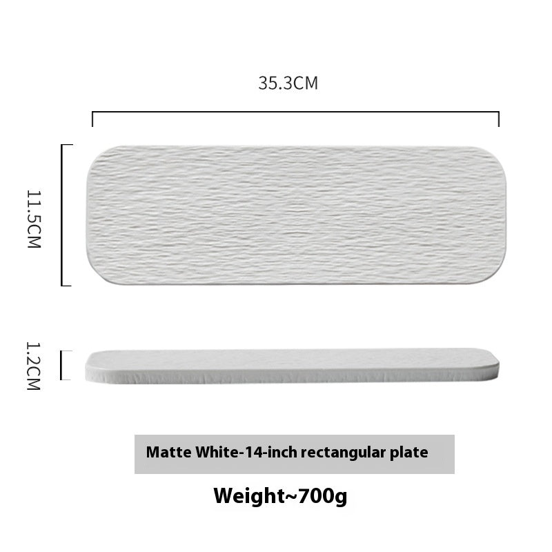 Rectangular Sushi Plate Set - Rock Pattern Porcelain Dinnerware for Kitchen