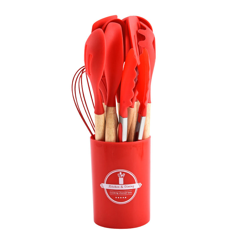 Silicone Cooking Utensil Set Food Grade Kitchen Storage Tools - Multiple Colors