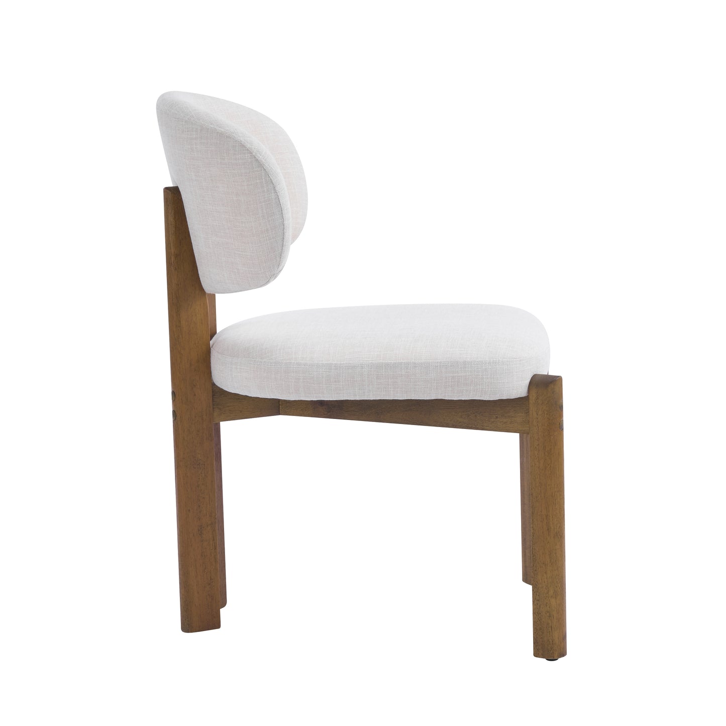 Beige Upholstered Mid-Century Dining Chairs - Set of 2