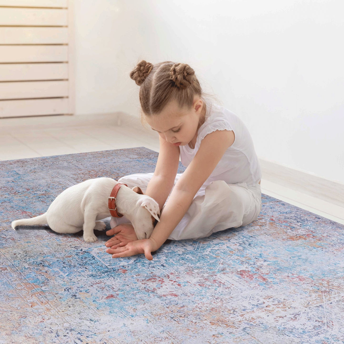 MAVAL Yellow Washable Rug 4x6 Area Yellow, 4' X 6'