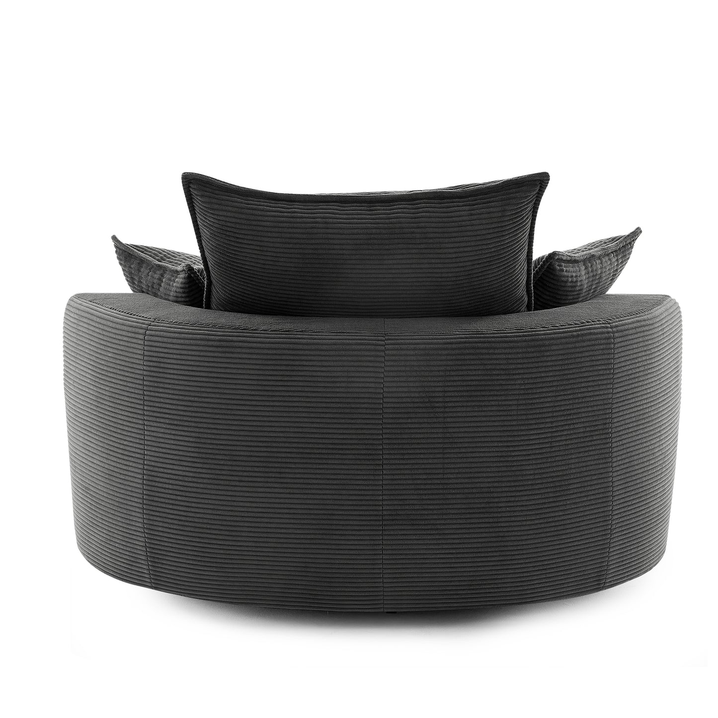 Oversized 360° Swivel Chair with Dual-Layer Cushions - Black