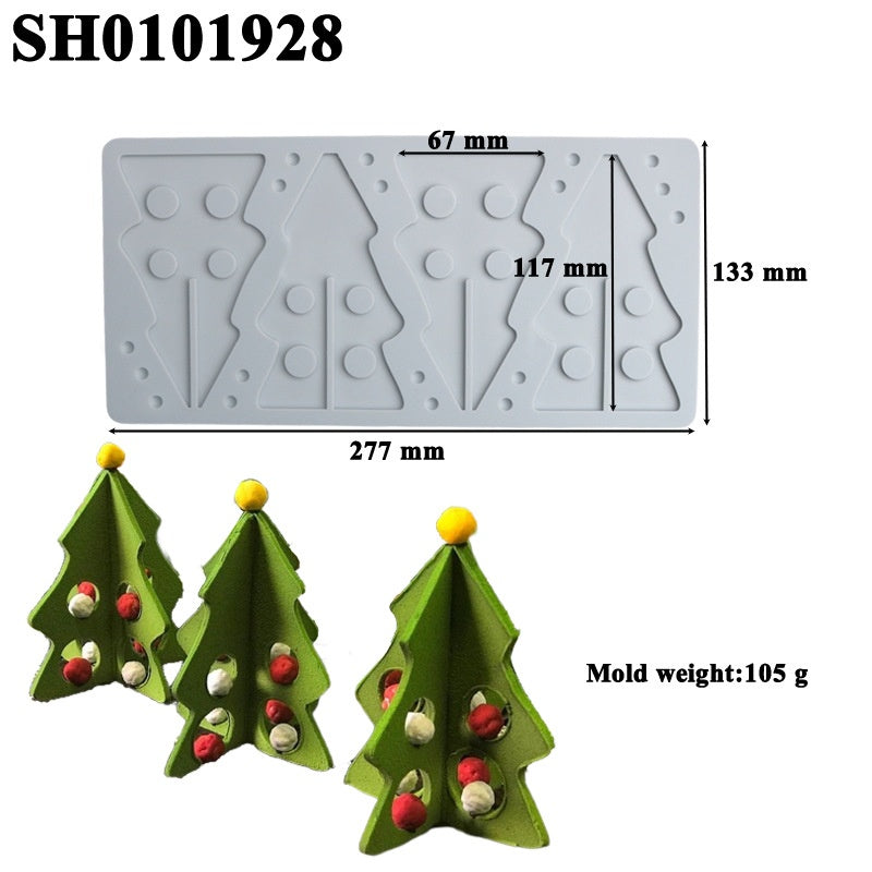 Christmas Tree Decoration Silicone Mold for Cake and Candy - Hollow Chip Swing Plate