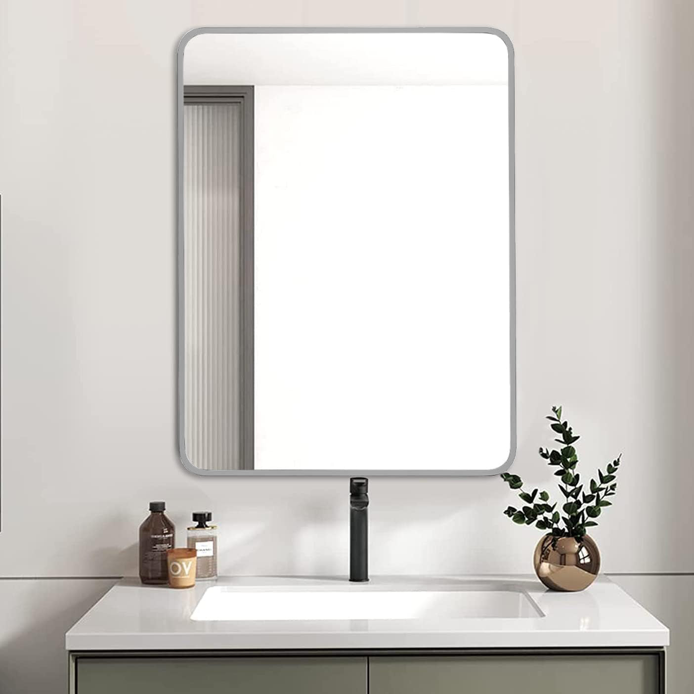 24x32 Inch Silver Metal Framed Rectangular Wall Mirror