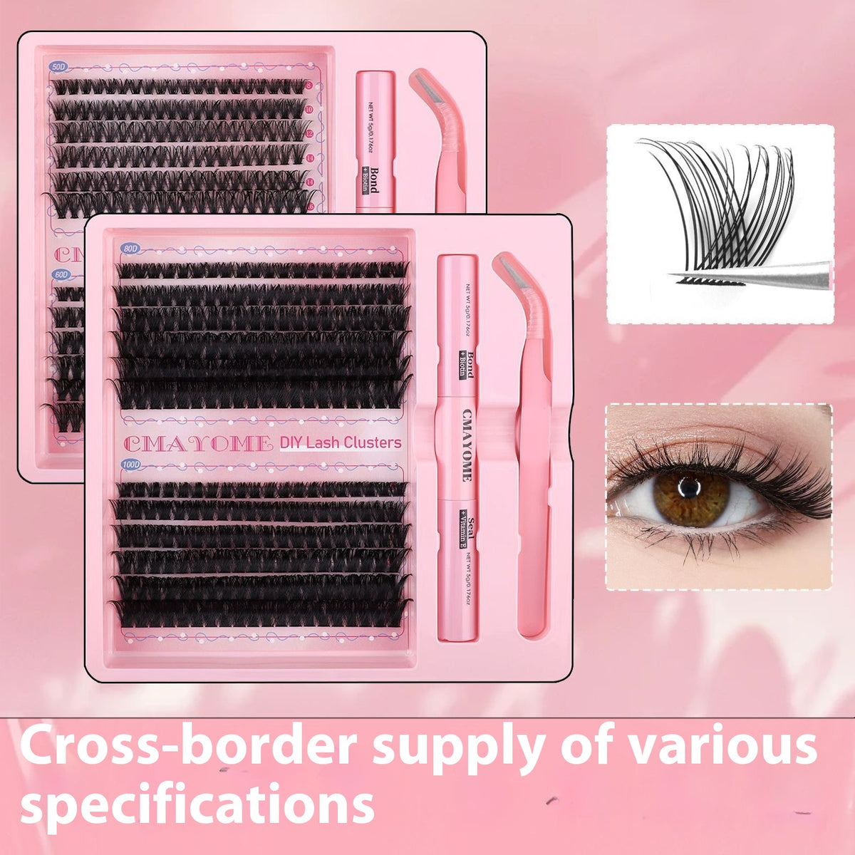 Natural Thick Fake Eyelash Set - DIY Cluster & Split Style for Makeup