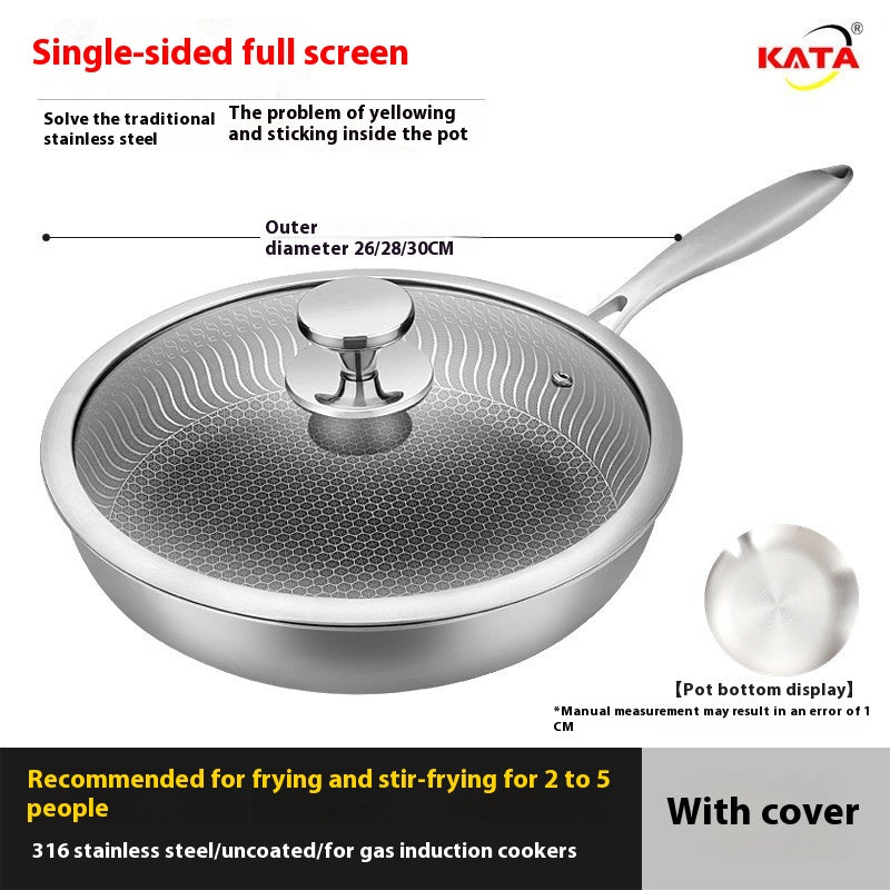 Stainless Steel Frying Pan with Glass Cover - Induction & Gas Stove Compatible