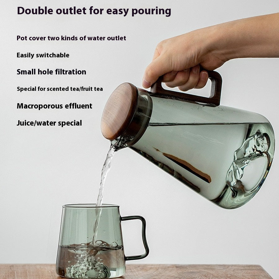 Large Capacity Borosilicate Glass Water Bottle with Wooden Handle - Multiple Styles & Quantities