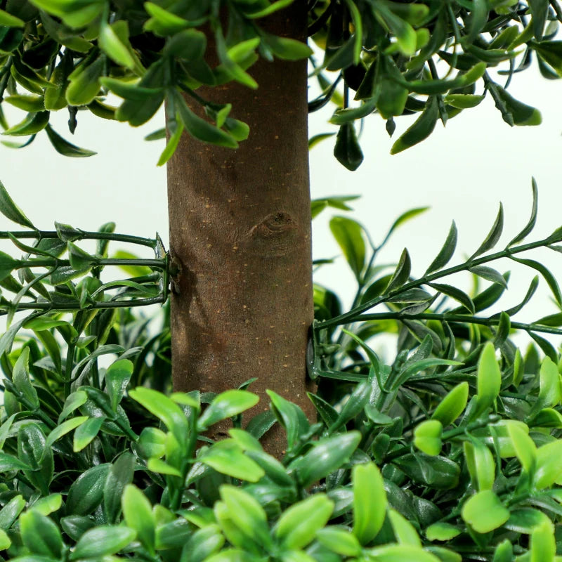 Set of 2 Artificial Boxwood Topiary Trees - UV-Protected Indoor Outdoor Faux Plants
