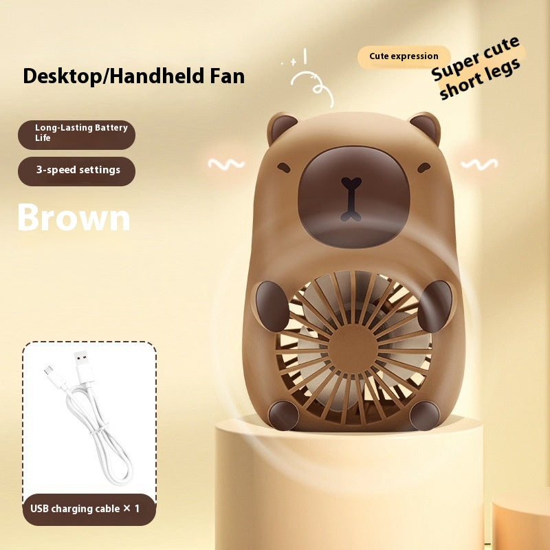 Hand-held Cute Capybara Fan - Mini Portable Battery Operated