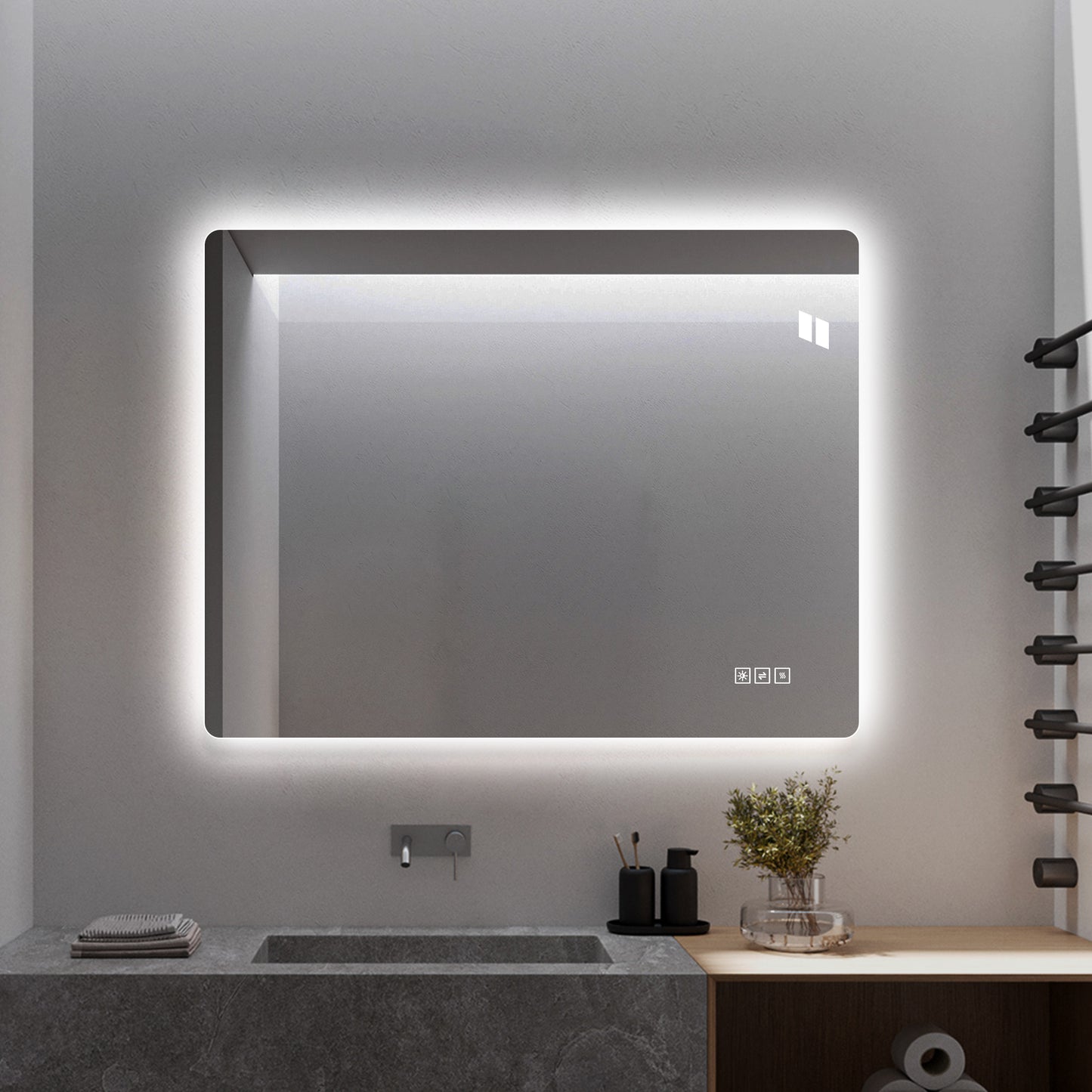 28x36 Inch LED Backlit Bathroom Mirror - Anti-Fog, Dimmable