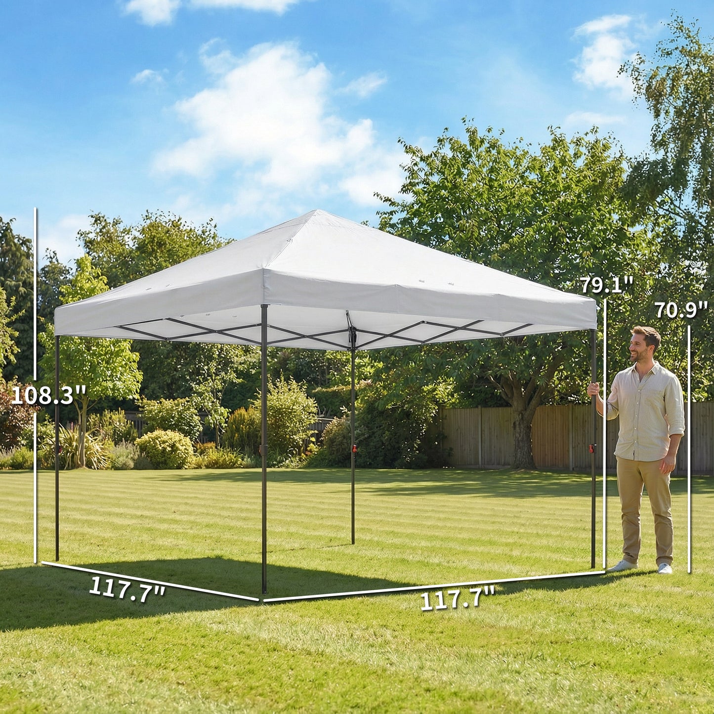 10x10 ft Pop Up Canopy Tent with Instant Setup - White