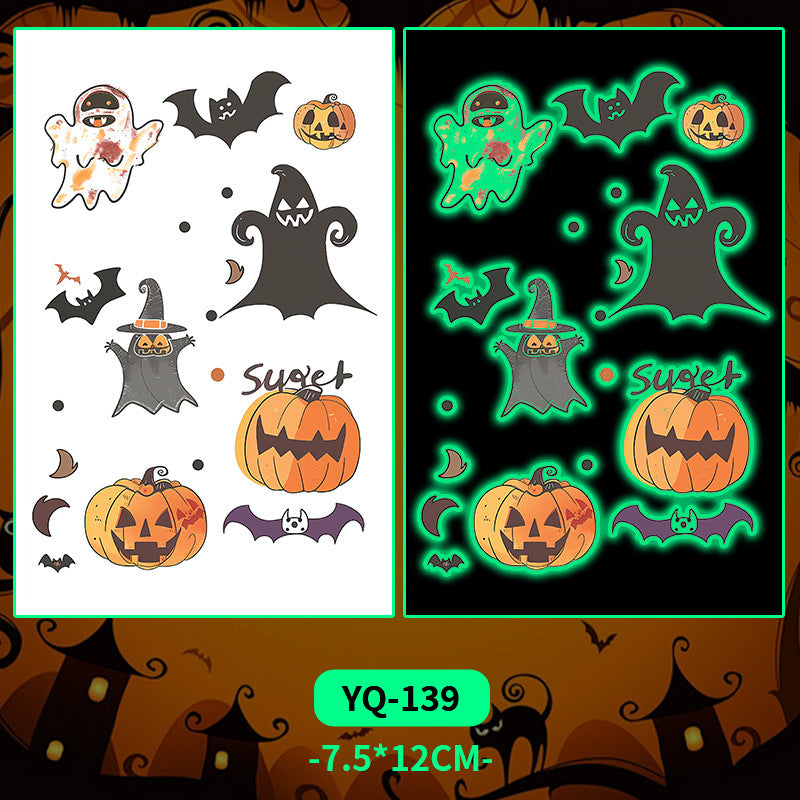 Glow-in-the-Dark Colorful Tattoo Stickers for Halloween & Parties