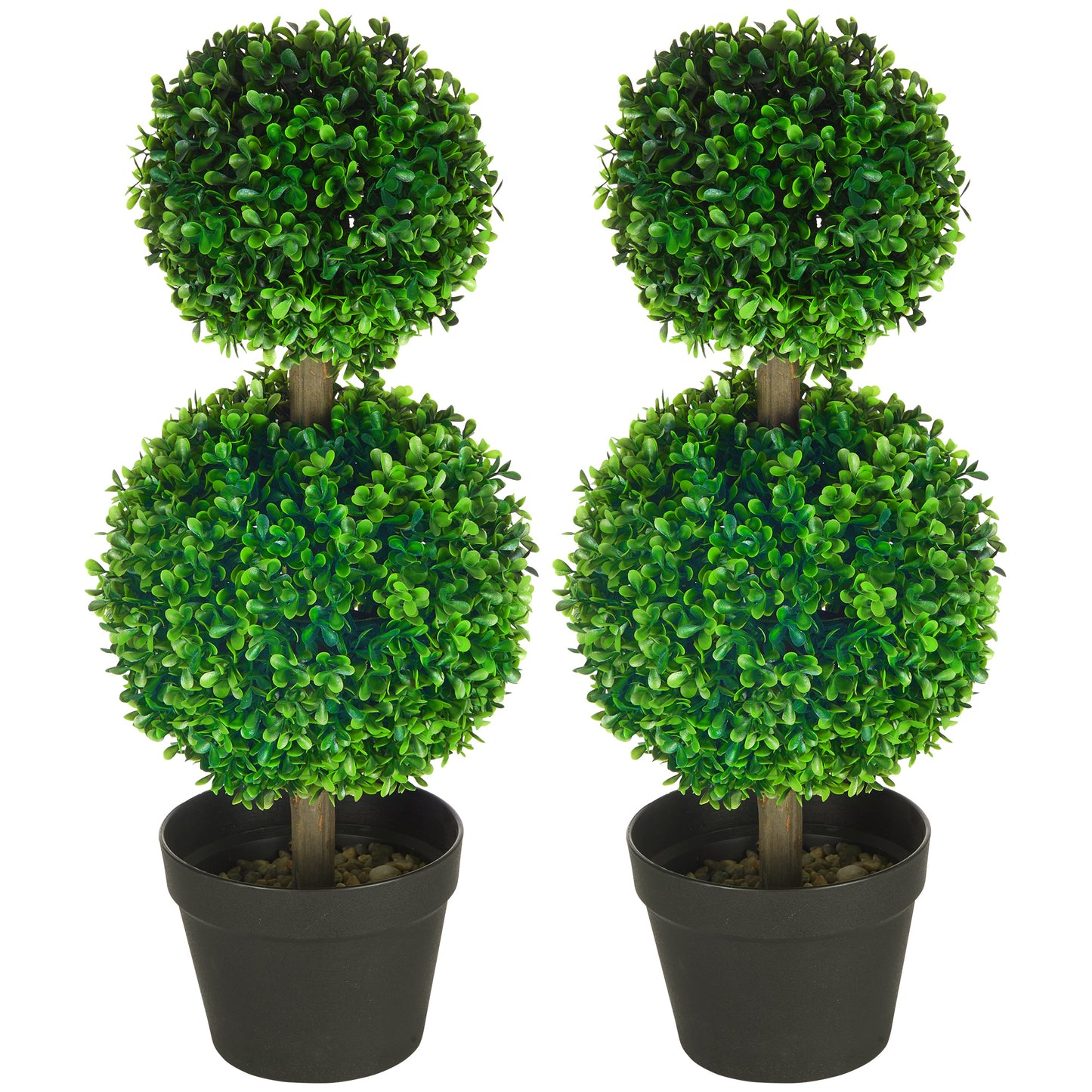 Artificial Boxwood Ball Topiary Tree Set - 23.6" Green - 2 Pcs