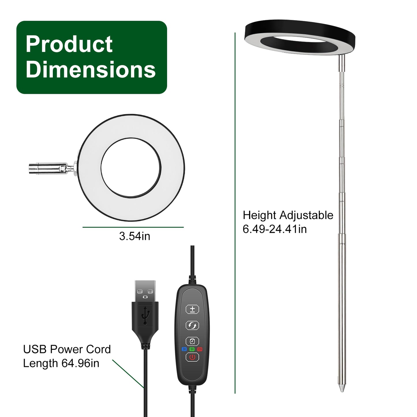 Indoor Plant Grow Light LED Full Spectrum with Auto Timer & Dimmable Brightness