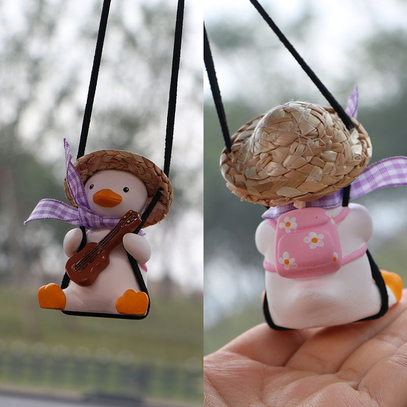 Swing Duck Car Pendant - Cute Hanging Ornament for Rearview Mirror
