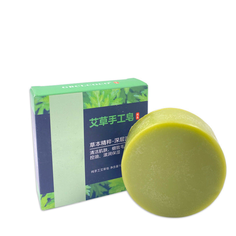 Natural Mugwort Handmade Face Soap Oil Control Exfoliating Cleanser 100g