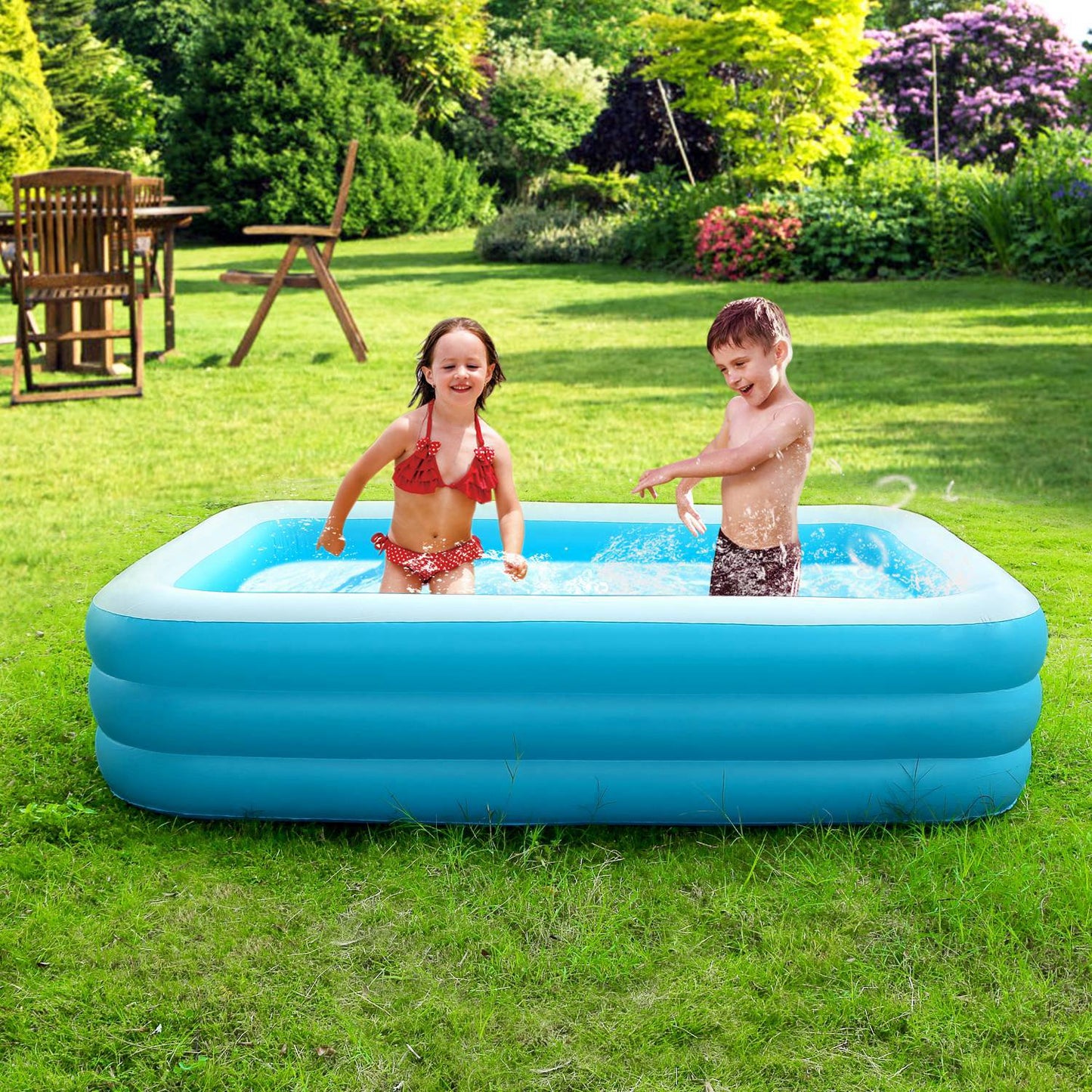 Inflatable Swimming Pool for Kids - Family Play Center 103x69x24in