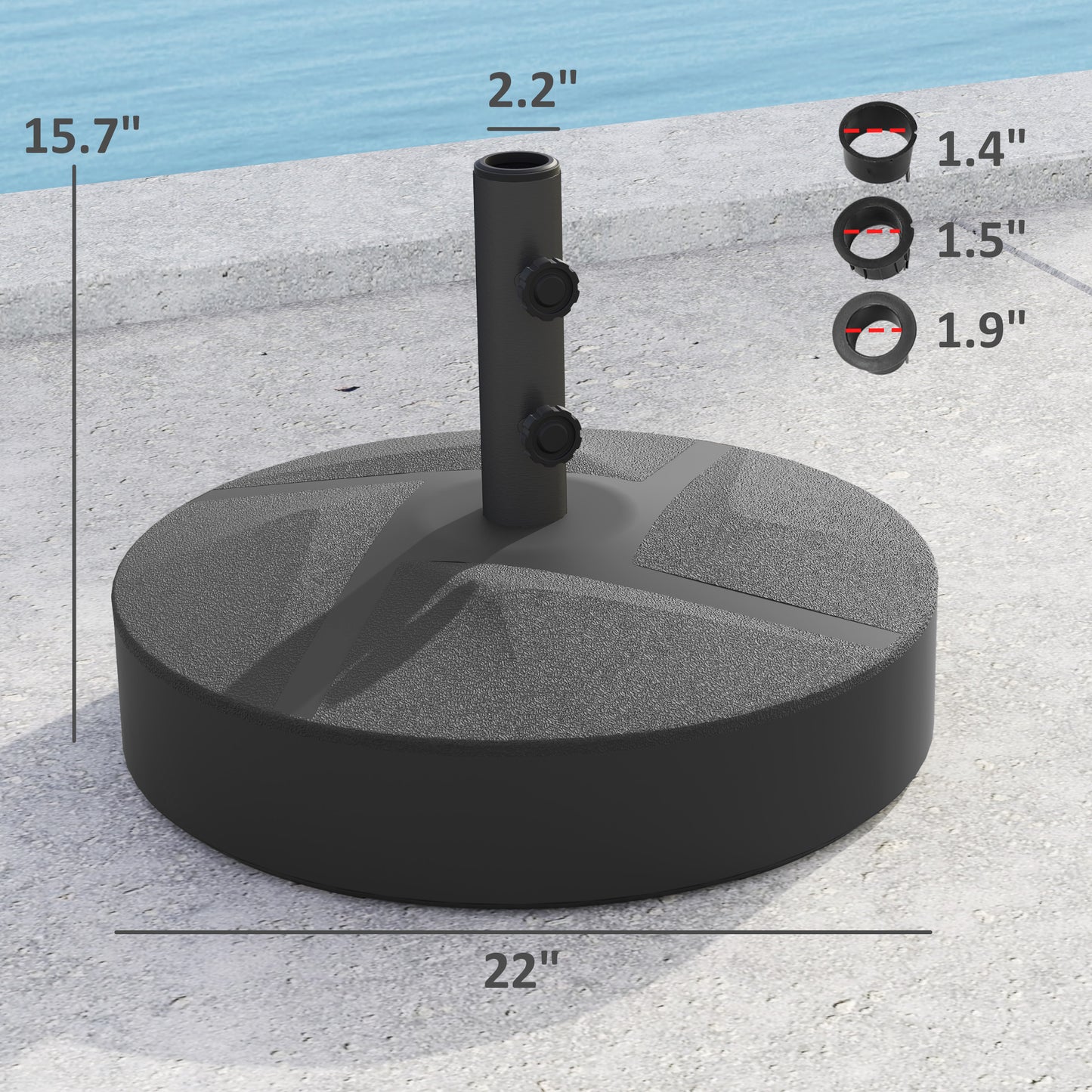 Heavy Duty Umbrella Base Holder - 66 lbs Sand/55 lbs Water, Black