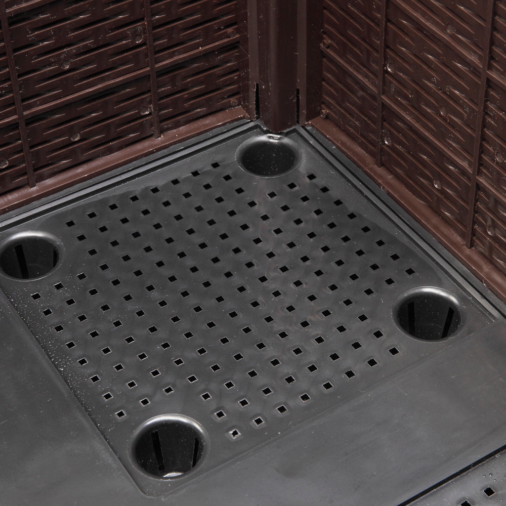 2PCS Brown Injection Molded Planting Box Garden Planter with Rattan Pattern