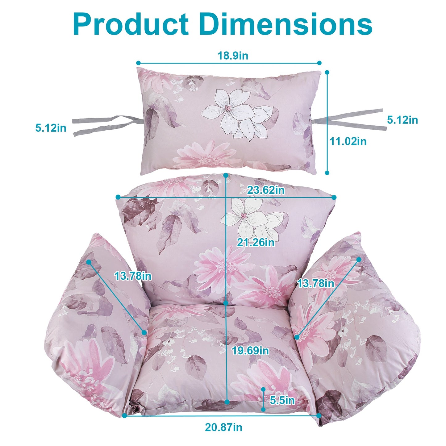 Thick Soft Egg Chair Cushion with Headrest for Hanging Chairs