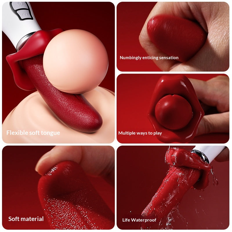 Vibrating Tongue Toy with Multi-Frequency Control - Red
