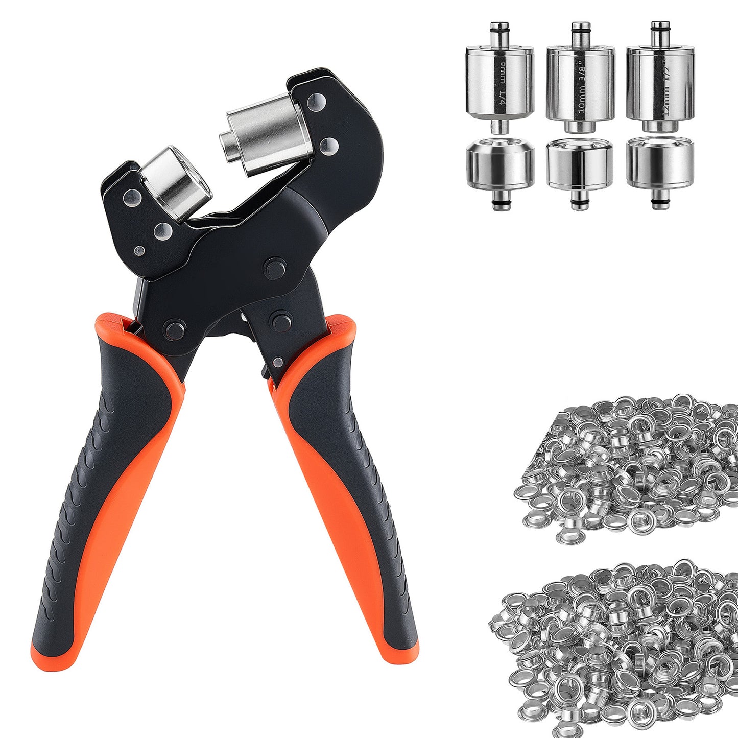 Grommet Tool Kit 1/4 3/8 1/2 Inch 900 PCS Eyelet & Grommet Setter with Pliers